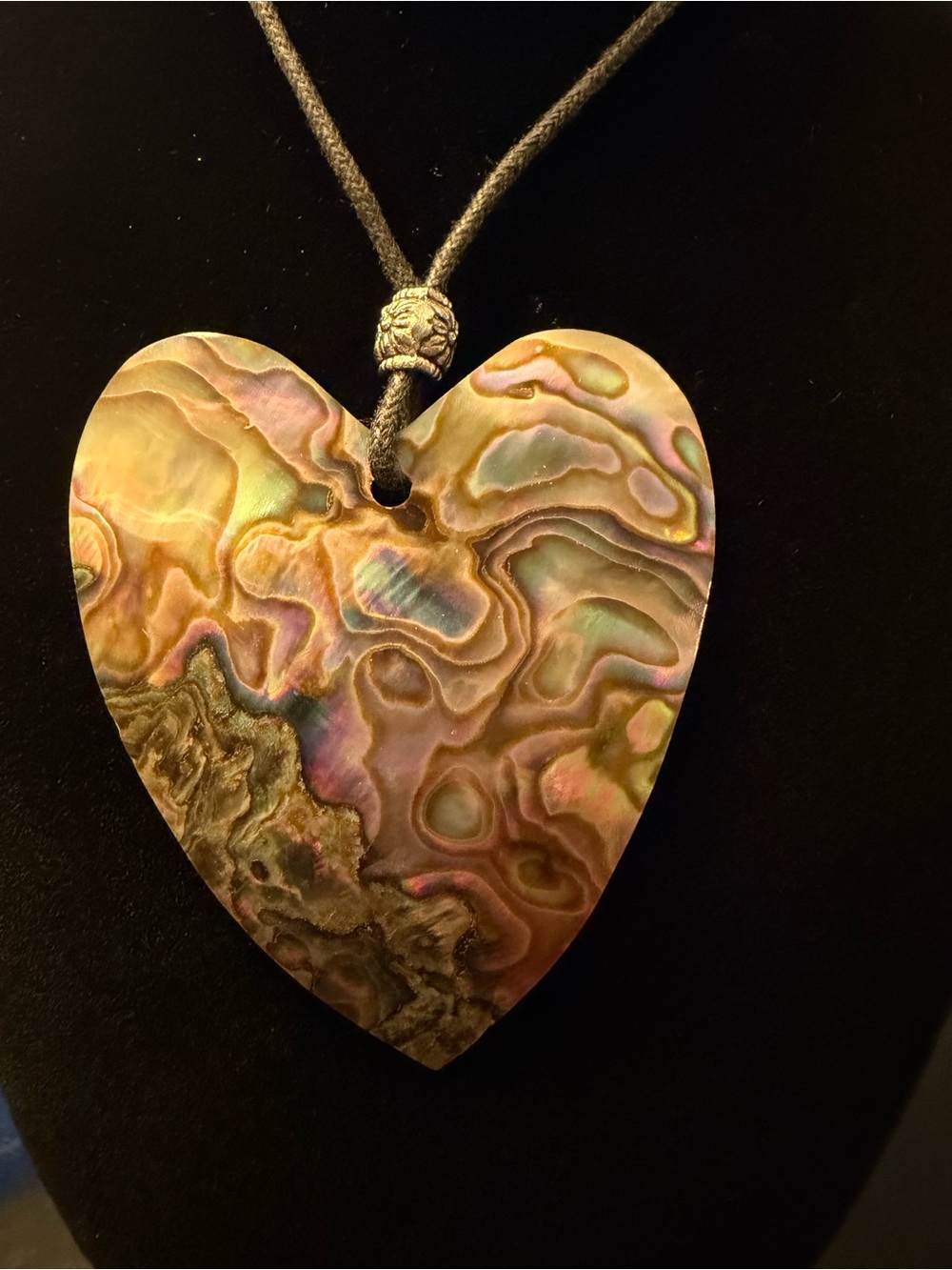 Abalone Shell Heart Pendant Necklace - Iridescent Multi-Color